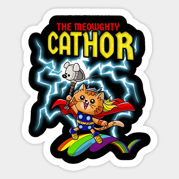 Cat Thor mighty Cat lightning caped Kitty comic Sticker by Juandamurai